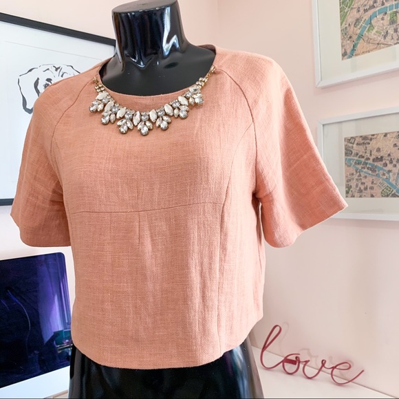 🍑 ANTHROPOLOGIE linen top w/ rhinestones - Picture 10 of 16
